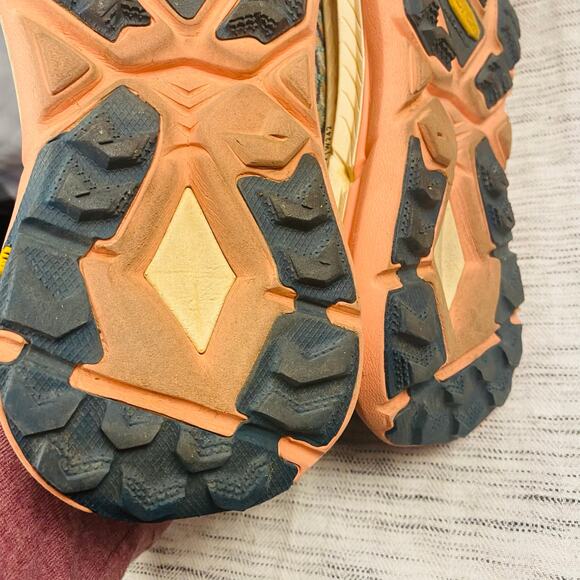 Hoka One One Teal and Yellow Athletic Shoes - Picture 2 of 8